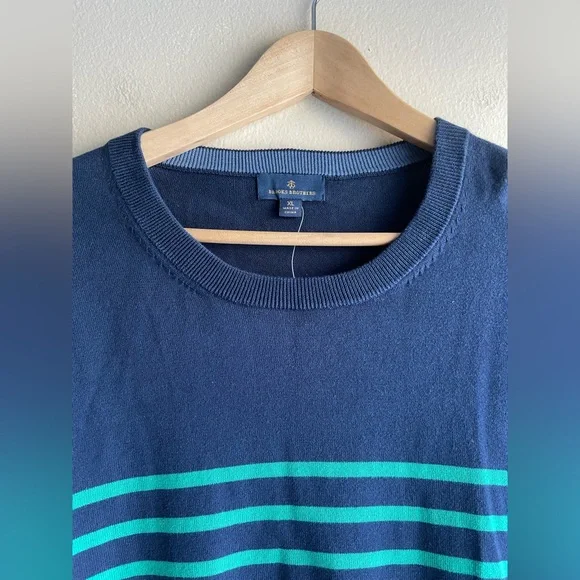 New Brooks Brothers Men Striped Crew Neck Sweater Size XL